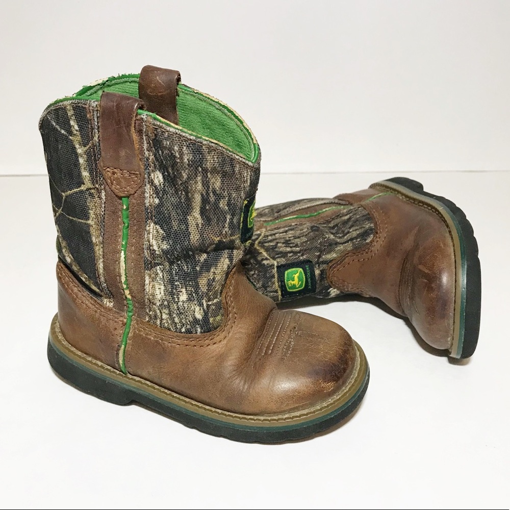 Dan Post John Deere Camo Leather Toddler Boots 7.5